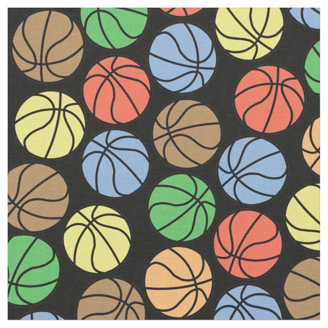 Colourful Basketball Pattern Fabric (Close Up)