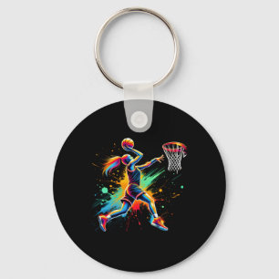 Colourful Basketball Player Girls Key Ring