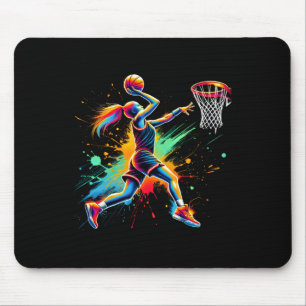 Colourful Basketball Player Girls  Mouse Pad
