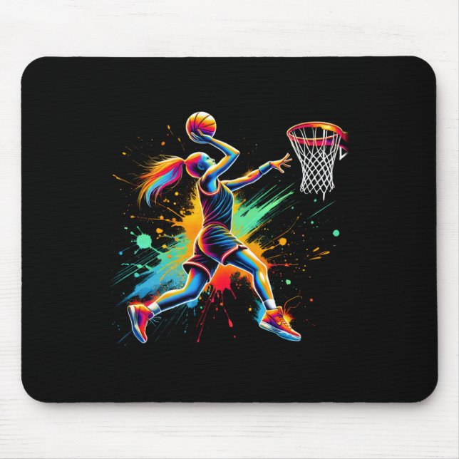 Colourful Basketball Player Girls  Mouse Pad (Front)