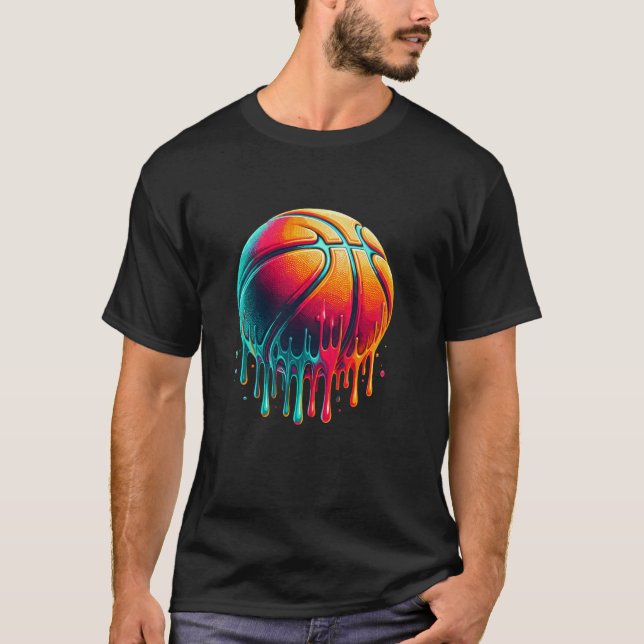 Colourful Basketball Player Hoop Basket T-Shirt (Front)