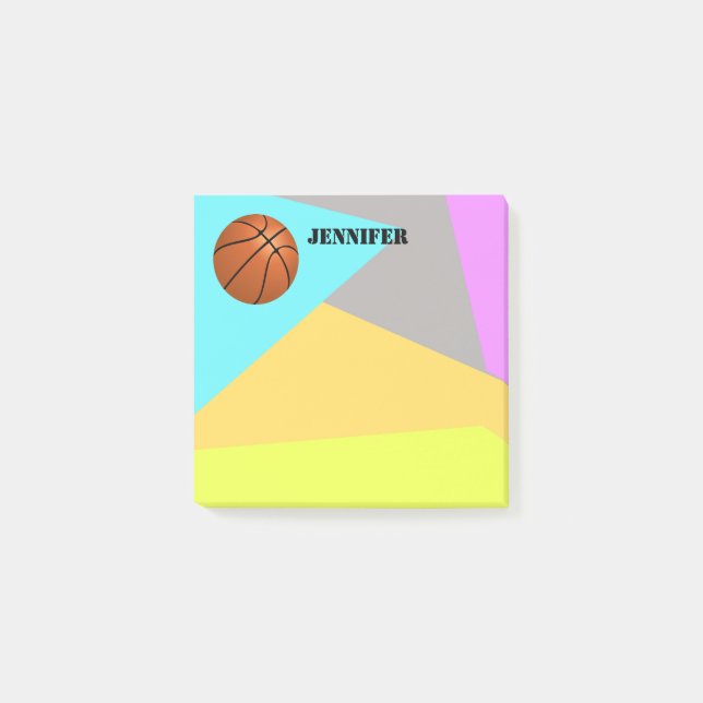 colourful basketball post it note to personalise (Front)