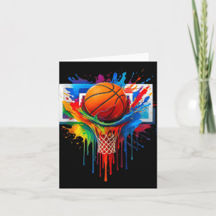 Colourful Basketball Rainbow Colour Splash Hoop Ne Card