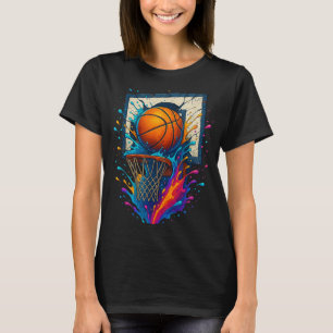 Colourful Basketball Slam Dunk Splash Hoop Backboa T-Shirt