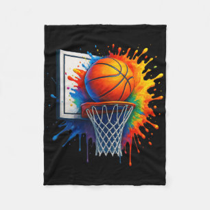 Colourful Basketball Street Style With Graffiti Dr Fleece Blanket