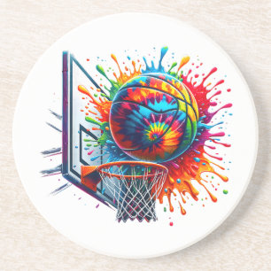 Colourful Basketball Tie Dye Colour Basketball Hoo Coaster