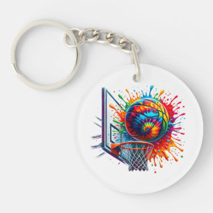 Colourful Basketball Tie Dye Colour Basketball Hoo Key Ring