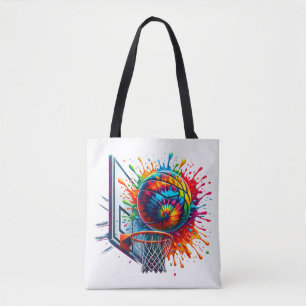 Colourful Basketball Tie Dye Colour Splash Basketb Tote Bag