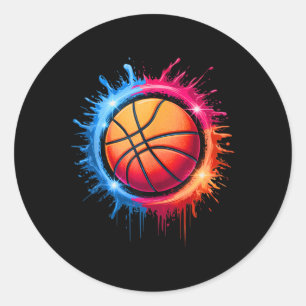 Colourful Basketball Tie Dye Colour Splash Hoop Ne Classic Round Sticker