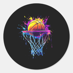 Colourful Basketball Tie Dye Colour Splash Hoop Ne Classic Round Sticker