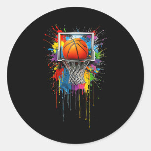 Colourful Basketball Tie Dye Colour Splash Hoop Ne Classic Round Sticker