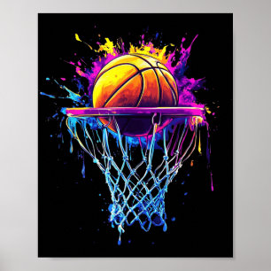 Colourful Basketball Tie Dye Colour Splash Hoop Ne Poster