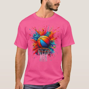 Colourful Basketball Tie Dye Hoop Splash Basketbal T-Shirt