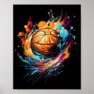 Colourful Basketball Tie Dye Splash Basketball For Poster