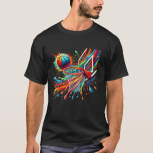 Colourful Basketball Tie Dye Splash Hoop Net Team  T-Shirt