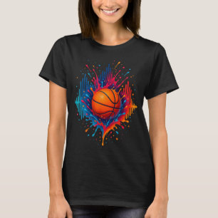 Colourful Basketball Tie Dye Splash Soundwave Stre T-Shirt