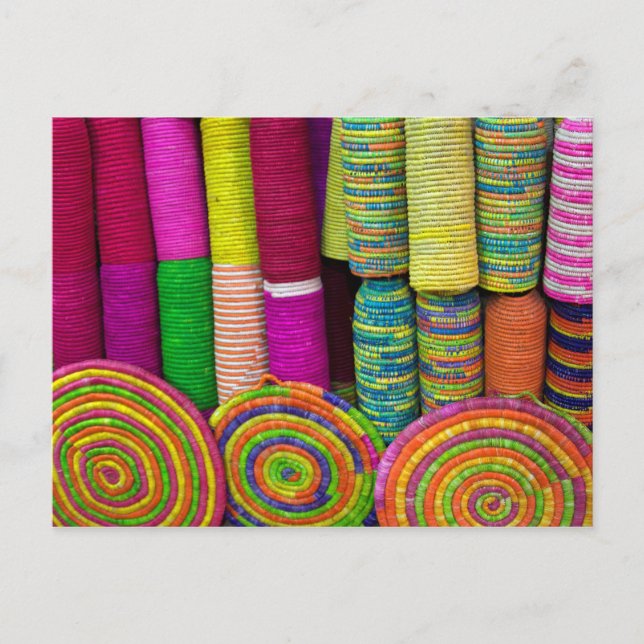 Colourful Baskets At Market Postcard (Front)