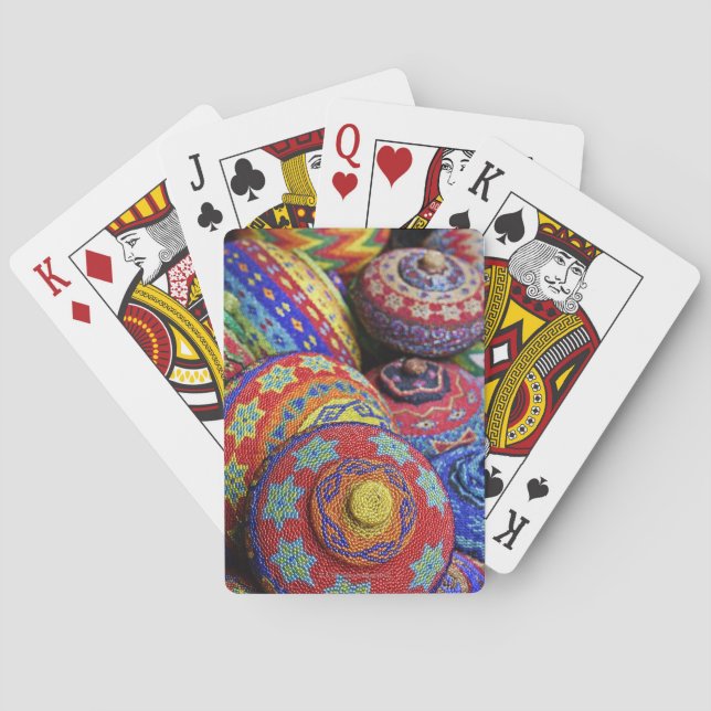 Colourful baskets made from coloured plastic beads playing cards (Back)