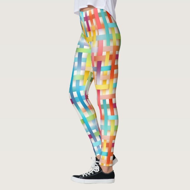 Colourful Basketweave Pattern Leggings (Left)