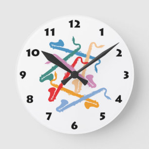 Colourful Bass Clarinet Round Clock