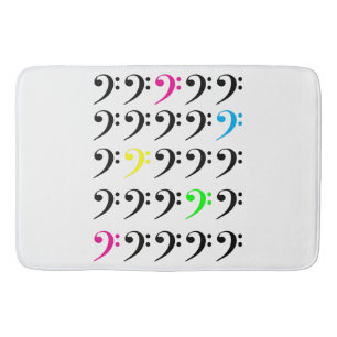 Colourful Bass Clef Bright Music Art Bath Mat