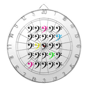 Colourful Bass Clef Grid Pattern – Modern Music  Dartboard