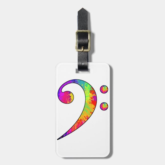 Colourful Bass Clef Luggage Tag (Front Vertical)