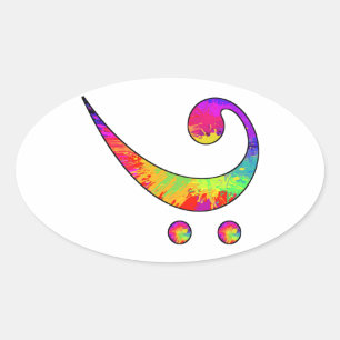 Colourful Bass Clef Oval Sticker