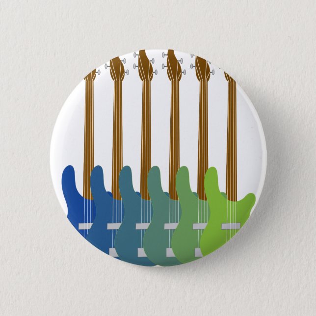 Colourful Bass Guitars 6 Cm Round Badge (Front)