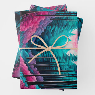 Colourful Batik Forest Art Wrapping Paper Sheets