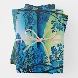 Colourful Batik Forest Art Wrapping Paper Sheets