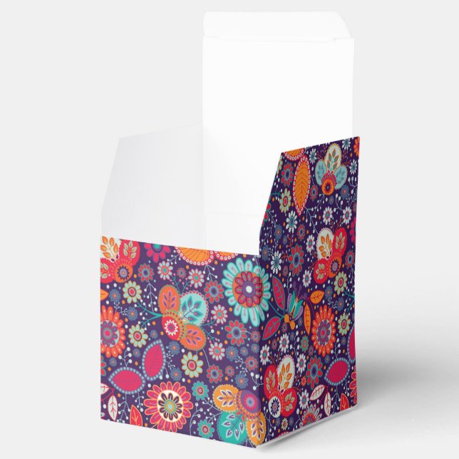 Colourful Batik Illustration Nature Floral Pattern Favour Box (Opened)