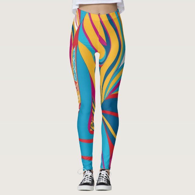 Colourful Batik Parang Pop Art Pattern Leggings (Front)