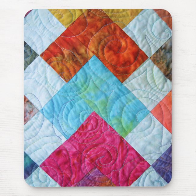 Colourful Batik Quilt Squares Mouse Pad (Front)