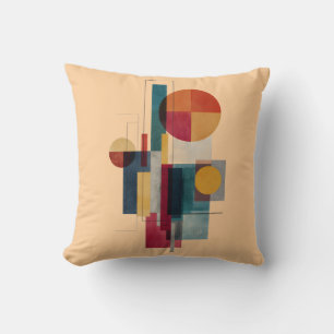 Colourful Bauhaus Geometric Abstract Throw Pillow