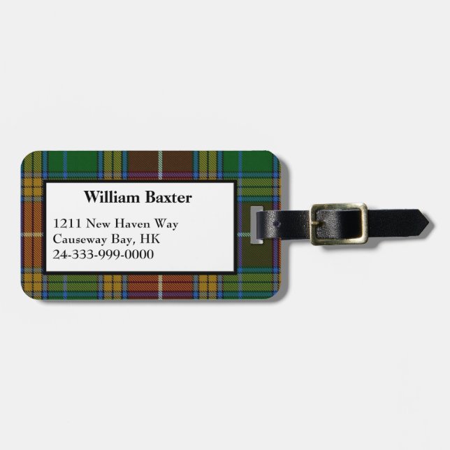 Colourful Baxter Tartan Plaid Luggage Tag (Front Horizontal)