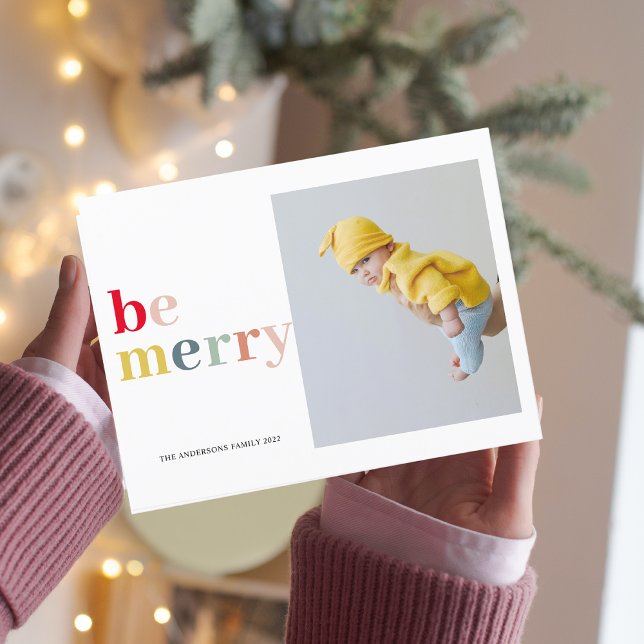 Colourful Be Merry And Photo | Happy Holidays Postcard (Creator Uploaded)