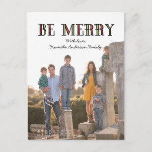 Colourful Be Merry Holiday Photo Postcard