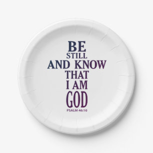 colourful BE STILL AND KNOW THAT I AM GOD Paper Plate