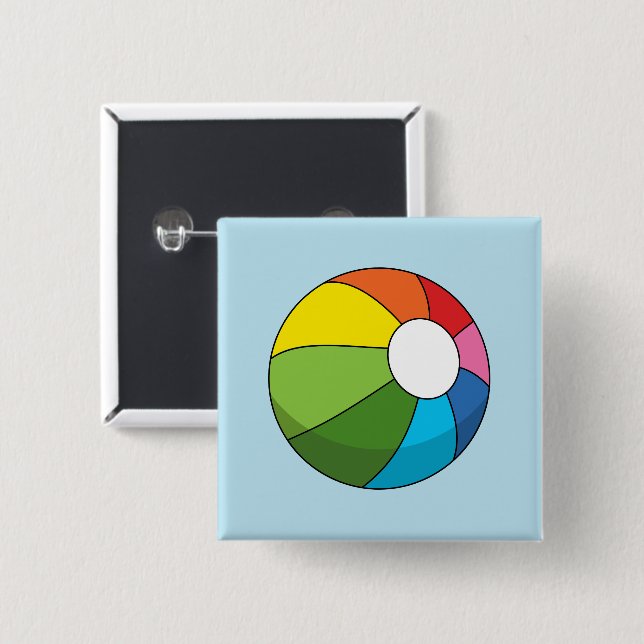 Colourful Beach Ball 15 Cm Square Badge (Front & Back)