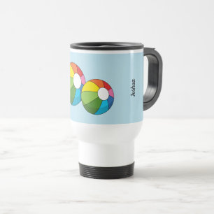 Colourful Beach Ball Add your Name Travel Mug
