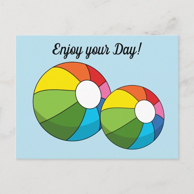 Colourful Beach Ball | Add your Text Postcard (Front)