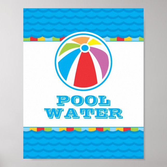 Colourful Beach Ball Pool Party Decor Sign (Front)