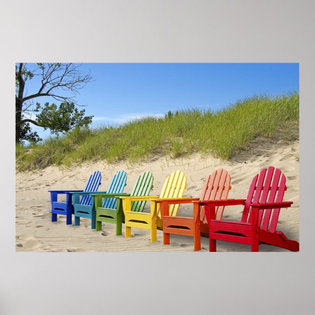 Colourful Beach Chairs Poster (Front)