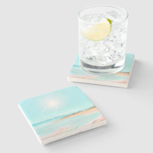 Colourful Beach Coastal Summer Stone Coaster