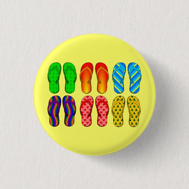 Colourful beach flip-flops 3 cm round badge (Front)
