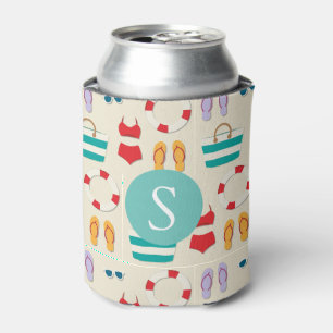 Colourful Beach Holiday Pattern Personalised Can Cooler