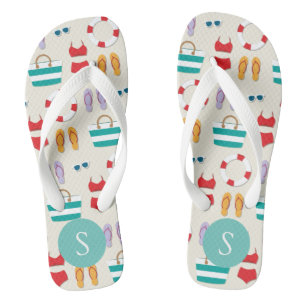 Colourful Beach Holiday Pattern Personalised Jandals
