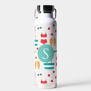 Colourful Beach Holiday Pattern Personalised Water Bottle