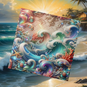 Colourful Beach House Relaxing Coral Reef Decor Tile
